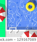 top view of summer swimming pool background 129167089