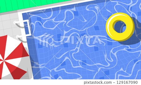top view of summer swimming pool background top view of summer swimming pool background 129167090