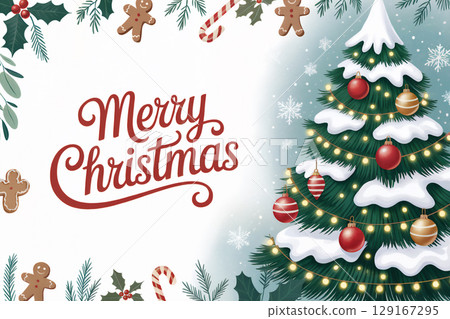 Merry Christmas Banner Generative AI 129167295