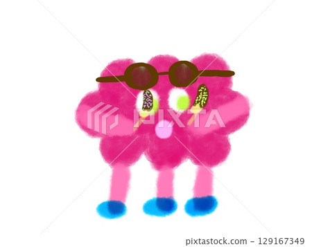 A mysterious pink creature wearing sunglasses 129167349