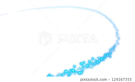 透明背景上藍色彎曲的閃光燈光線 129167355