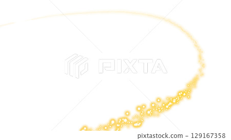 Orange curved sparkle light lines on transparency background 129167358