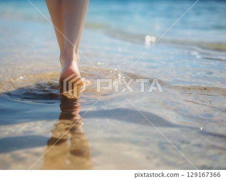 Wet your feet in the water 129167366