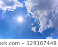 太陽和閃亮的雲彩 129167448