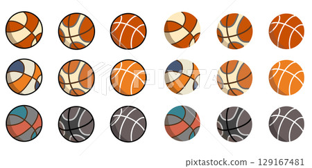 彩色籃球套裝插圖素材 129167481