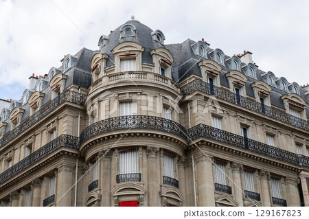 The Elegant Parisian Architecture with Classic Balconies 129167823