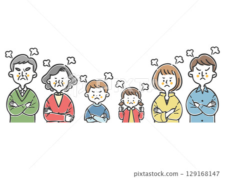 憤怒的家庭三代上半身向量 憤怒的家庭三代上半身向量 129168147