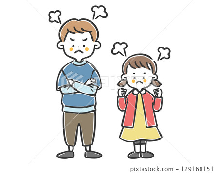 Angry boy and girl whole body vector Angry boy and girl whole body vector 129168151