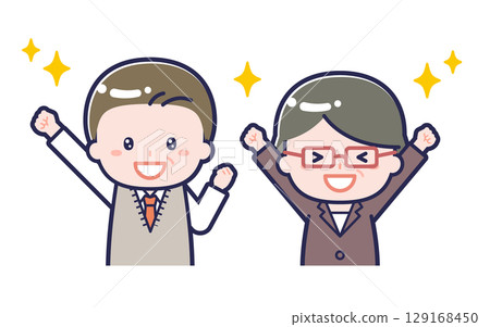 Middle-aged office worker / duo / man and woman 03 Middle-aged office worker / duo / man and woman 03 129168450