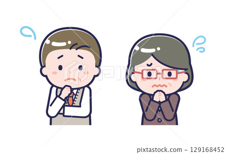 Middle-aged office worker / duo / man and woman 05 129168452