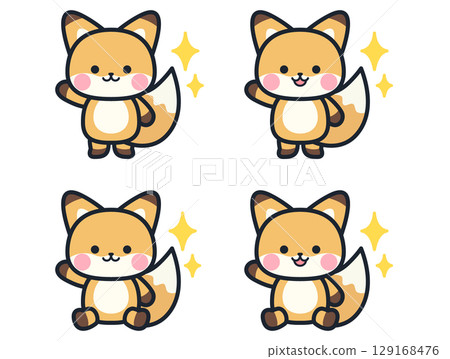 A touching and cute mini fox illustration set A touching and cute mini fox illustration set 129168476