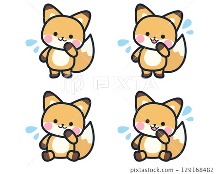 陷入困境的可愛迷你狐狸插圖集 129168482