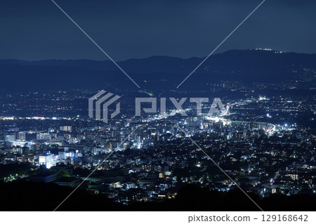 Night view of Nara city from the summit of Mount Wakakusa Night view of Nara city from the summit of Mount Wakakusa 129168642