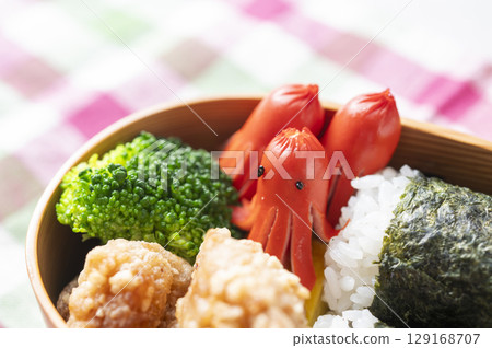 Octopus and sausage bento Octopus and sausage bento 129168707