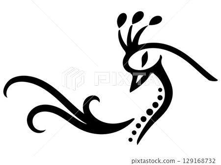 Peacock illustration. Ornamental silhouette. Peacock illustration. Ornamental silhouette. 129168732