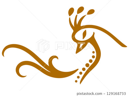 孔雀插圖。裝飾剪影。 129168733