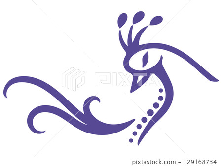 孔雀插圖。裝飾剪影。 129168734