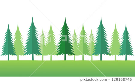 一排針葉樹的背景插圖 一排針葉樹的背景插圖 129168746