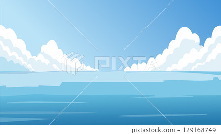 夏天海和雲彩蓋子 129168749