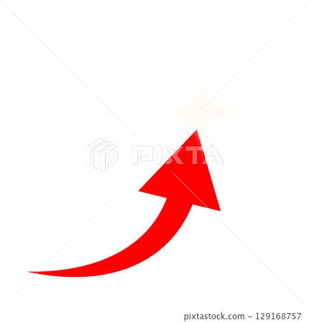 上升的紅色箭頭和發光圖示(透明背景) 上升的紅色箭頭和發光圖示(透明背景) 129168757