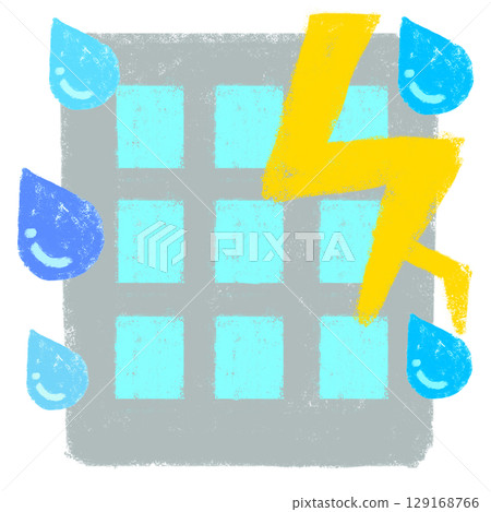 簡單的插圖,蠟筆觸感,抗風雨的建築 簡單的插圖,蠟筆觸感,抗風雨的建築 129168766