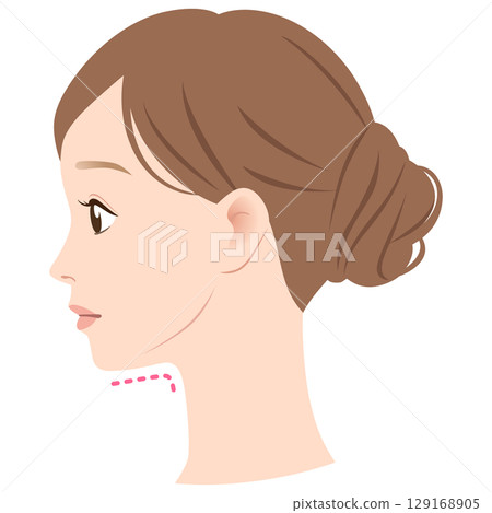 A woman's profile with a clean chin 129168905