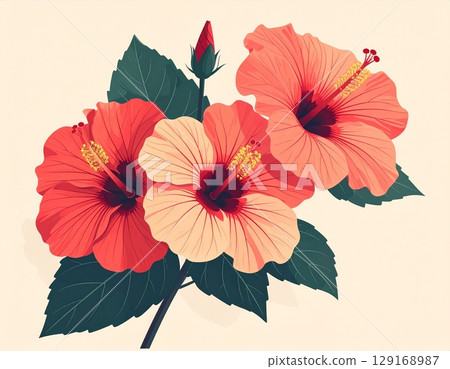 芙蓉花簡單插畫 芙蓉花簡單插畫 129168987