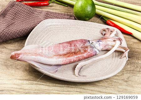 Raw fresh squid for cooking Raw fresh squid for cooking 129169059