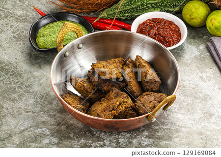Grilled beef barbecue with spises Grilled beef barbecue with spises 129169084