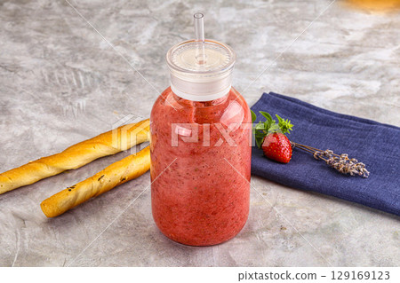 Sweet strawberry smoothie with milk Sweet strawberry smoothie with milk 129169123