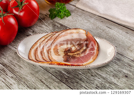 Iralian pancetta sausage pork meat Iralian pancetta sausage pork meat 129169307