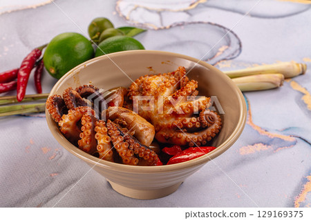 Gourmet grilled octopus with vegetables 129169375