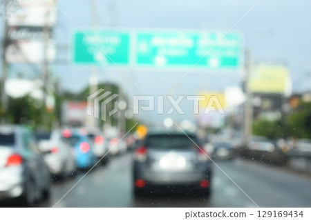 traffic jam in the city, blurred image 129169434