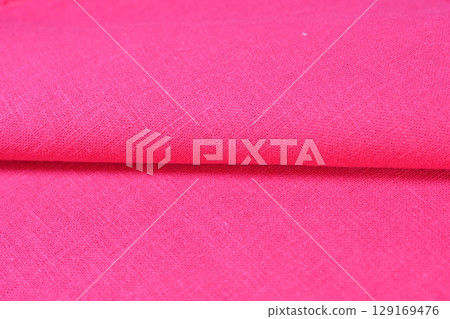 pink hemp viscose natural fabric cloth color, sackcloth rough texture of textile fashion 129169476
