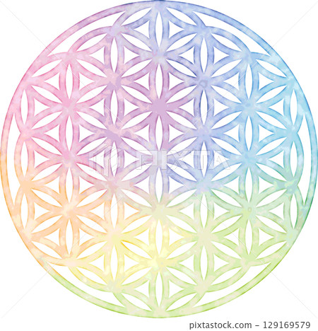 生命之花水彩多色 生命之花水彩多色 129169579