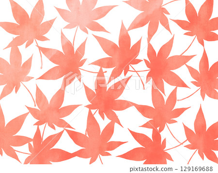 Maple silhouette red watercolor 129169688