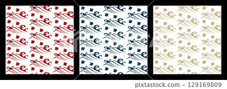 Three-color houndstooth Japanese pattern Three-color houndstooth Japanese pattern 129169809