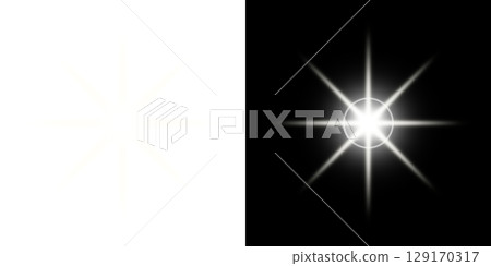 White radiant light effect placed on transparent and black backgrounds 129170317
