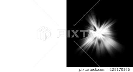 Explosion and radiation effect set with a transparent background on the left half and a black background on the right half Explosion and radiation effect set with a transparent background on the left half and a black background on the right half 129170336