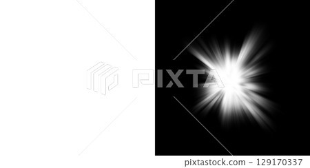 Explosion and radiation effect set with a transparent background on the left half and a black background on the right half 129170337