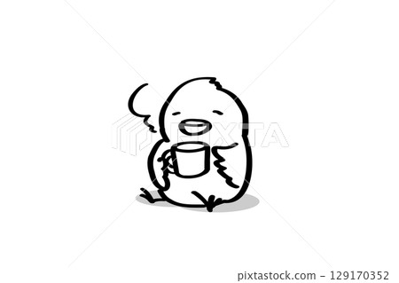 可愛可愛的小妞喝茶休息線條畫 可愛可愛的小妞喝茶休息線條畫 129170352