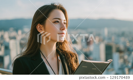 展望未來的女商人 129170489