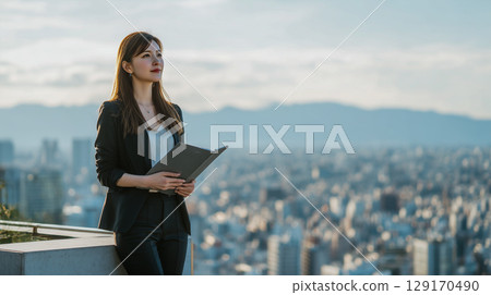 俯瞰城市的女商人 俯瞰城市的女商人 129170490