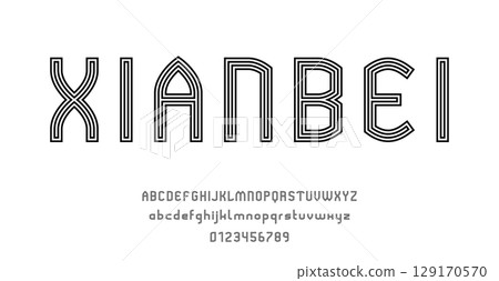 Set of alphabets font letters and numbers modern abstract design with lines vector illustration Set of alphabets font letters and numbers modern abstract design with lines vector illustration 129170570