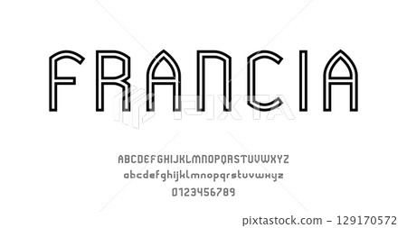 Set of alphabets font letters and numbers modern abstract outline design vector illustration 129170572