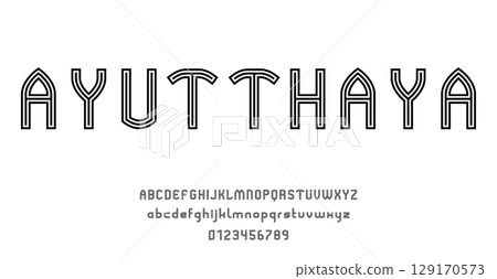 Set of alphabets font letters and numbers modern abstract design vector illustration 129170573