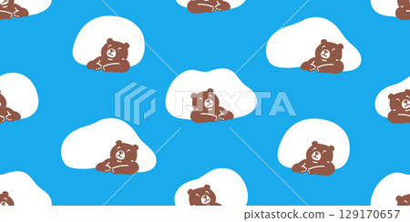 bear seamless pattern polar bear cloud stone scarf vector cartoon doodle teddy gift wrapping paper tile background repeat wallpaper illustration design 129170657