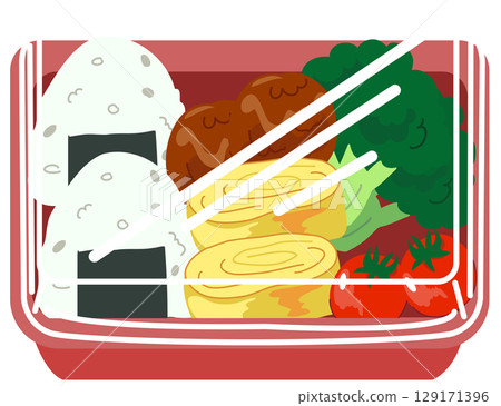 kawaii style japanese bento box in clean food packaging kawaii style japanese bento box in clean food packaging 129171396