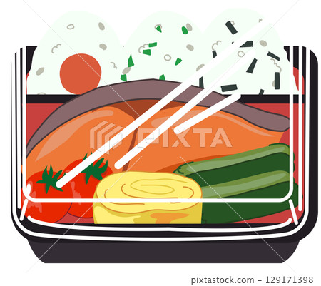 kawaii style japanese bento box in clean food packaging 129171398