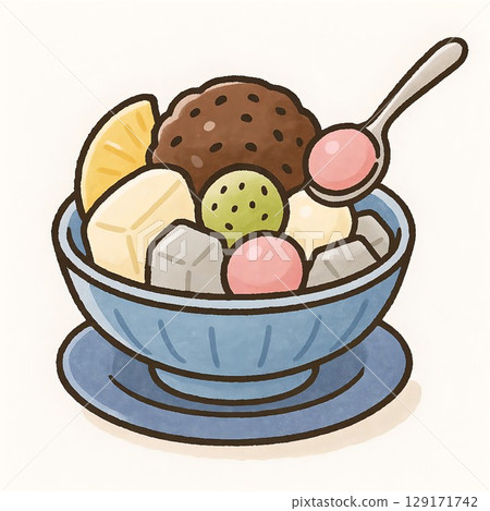 A refreshing and delicious-looking illustration of anmitsu A refreshing and delicious-looking illustration of anmitsu 129171742